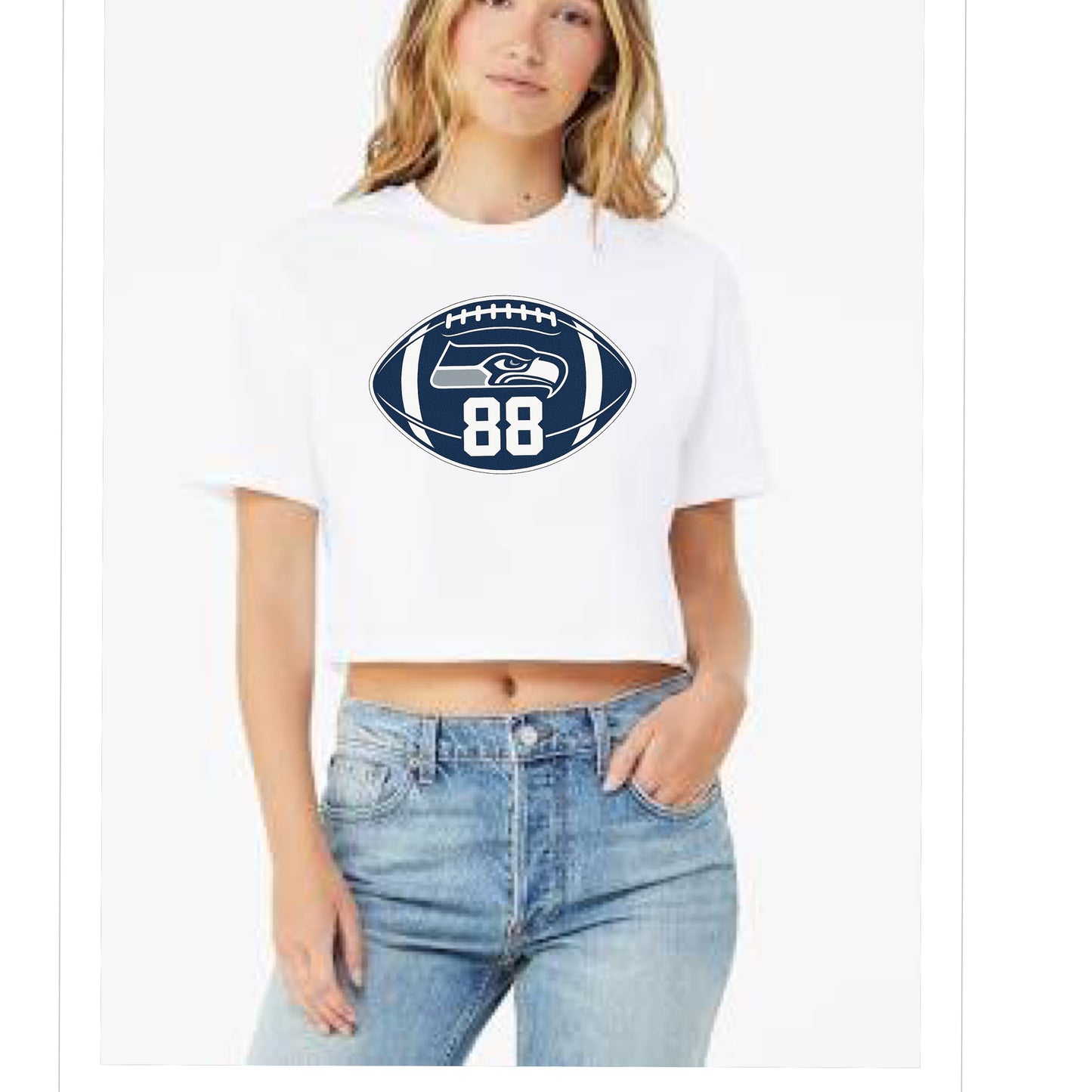 Seahawks Football custom number crop top