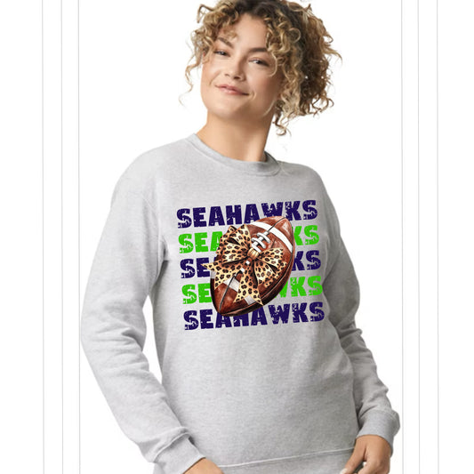 Seahawks football bow crewneck sweatshirt